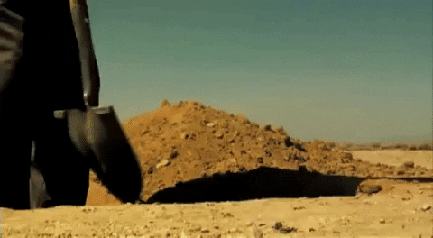 Digging a hole gif from the article on 'The Worst Idea of All time' podcast - on Podchaser