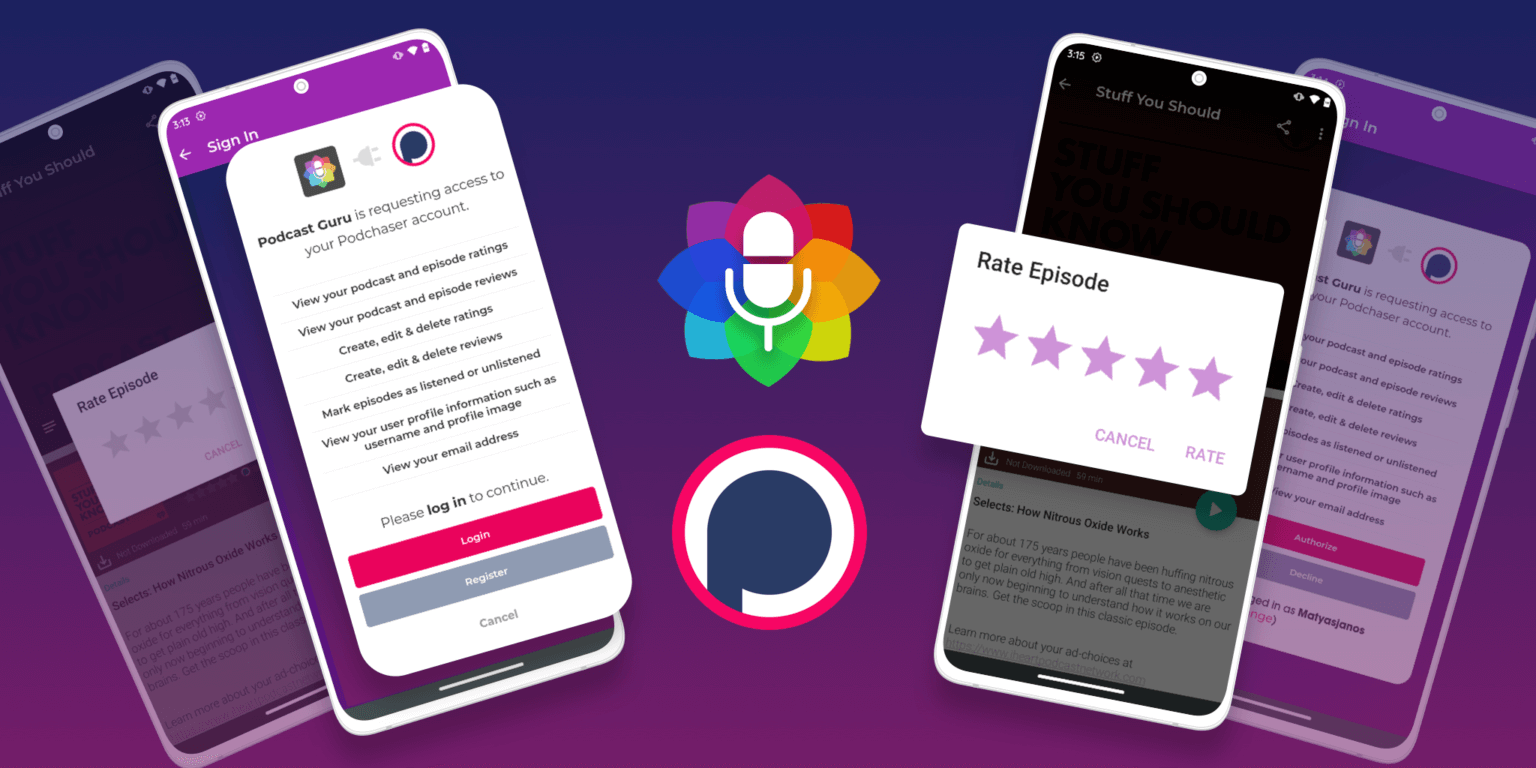 Podcast Guru Adds ‘Login with Podchaser’ and In-App Ratings!
