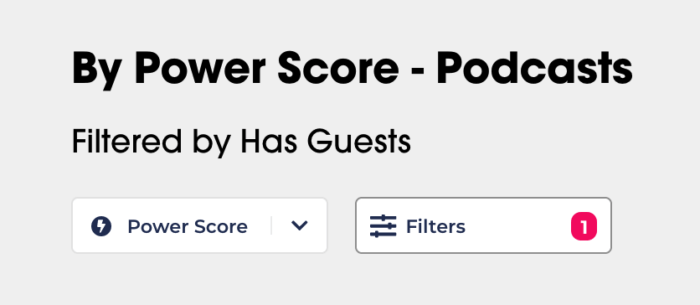 Filter for showing whether or not a podcast typically takes guests