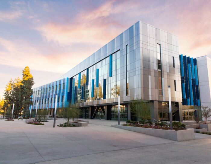 Modern college building in California